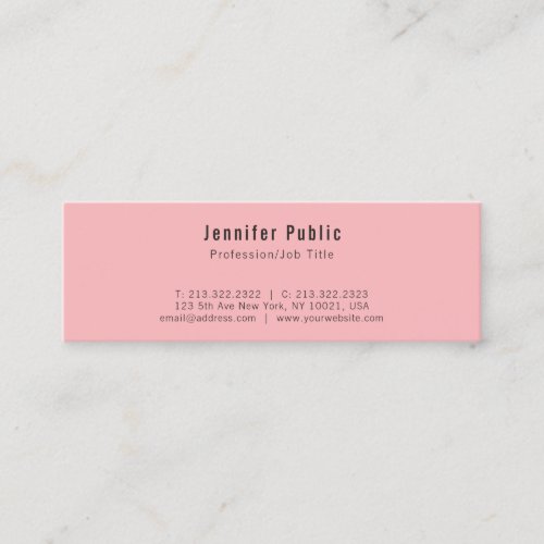 Trending Modern Elegant Pink Clean Plain Mini Business Card