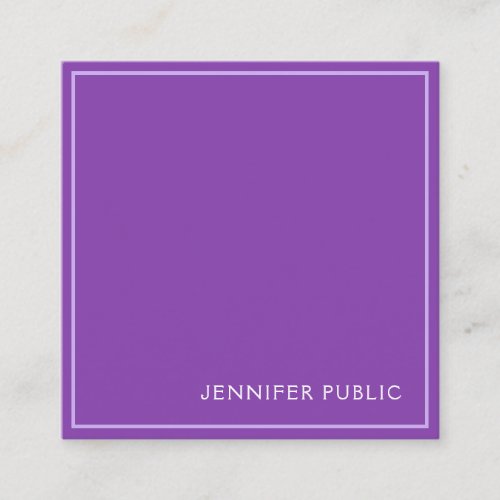 Trending Modern Elegant Violet Silk Finish Luxe Square Business Card