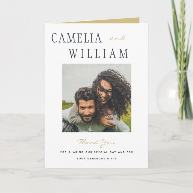 Trending Modern Minimalist Wedding PHOTO Thank You (Front)