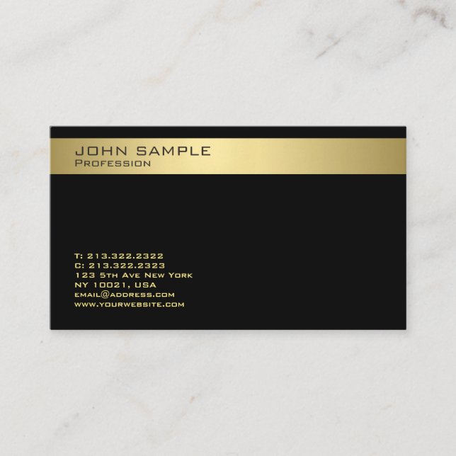 Trending Modern Monogram Elegant Black Gold Business Card (Front)