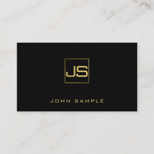 Trending Modern Monogram Stylish Black Gold Business Card