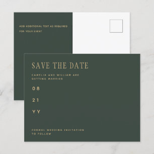 Trending Modern Olive Green Wedding SAVE THE DATE Postcard