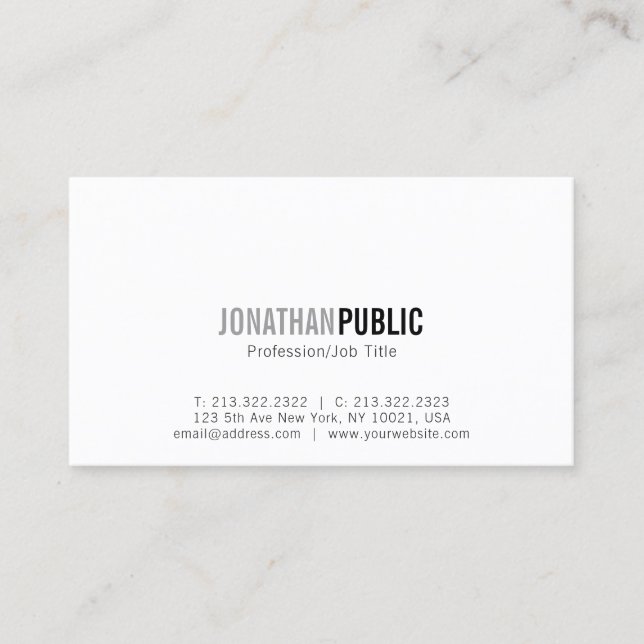 Trending Modern Professional Artistic Sleek Plain Business Card (Front)