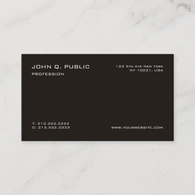 Trending Modern Professional Black White Clean Business Card (Front)
