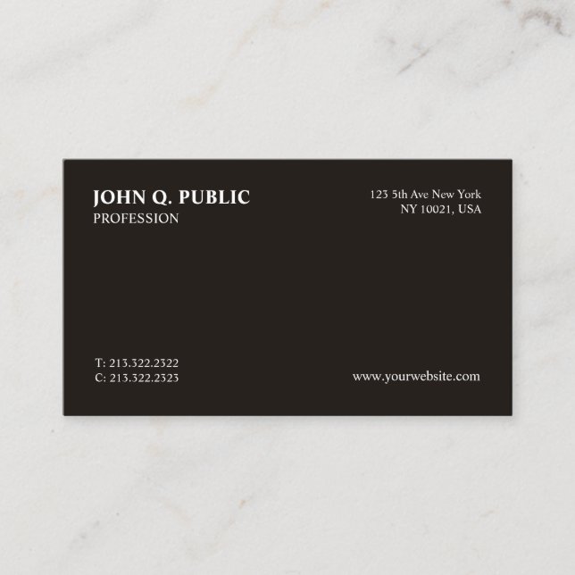 Trending Modern Professional Black White Sleek Business Card (Front)