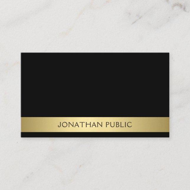 Trending Modern Professional Elegant Black Gold Business Card (Front)