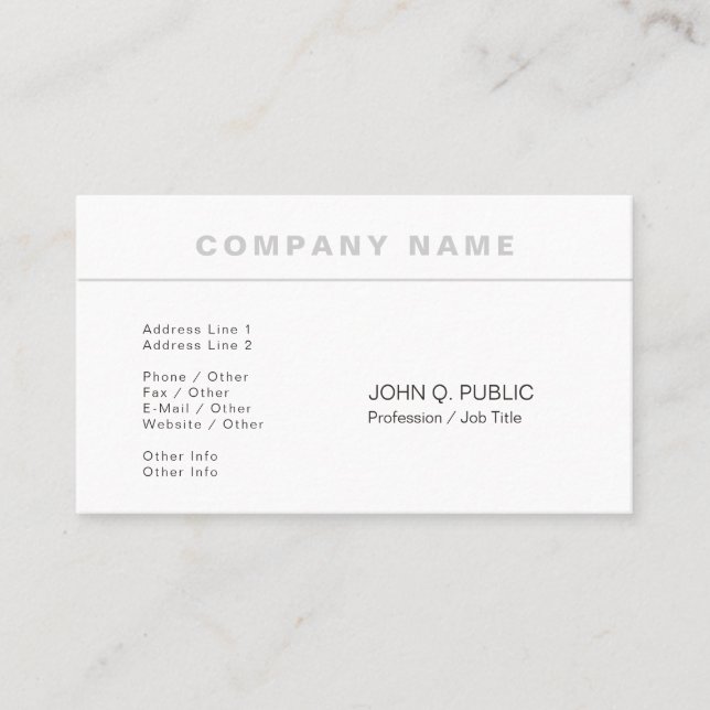 Trending Modern Professional Elegant Plain Business Card (Front)