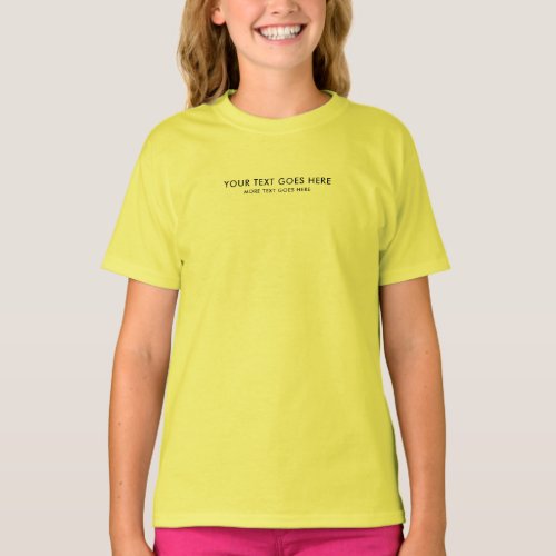 Trending Modern Small Font Template Girls Yellow T_Shirt