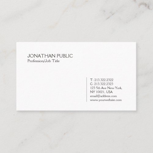 Trending Modern Stylish White Simple Plain Business Card