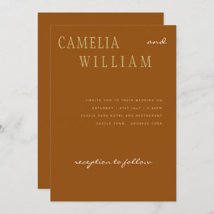 Trending Modern Wedding Cinnamon Terracotta Gold Invitation