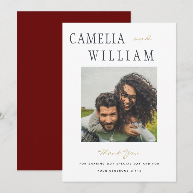 Trending Modern Wedding THANK YOU PHOTO  Invitatio Invitation (Front/Back)