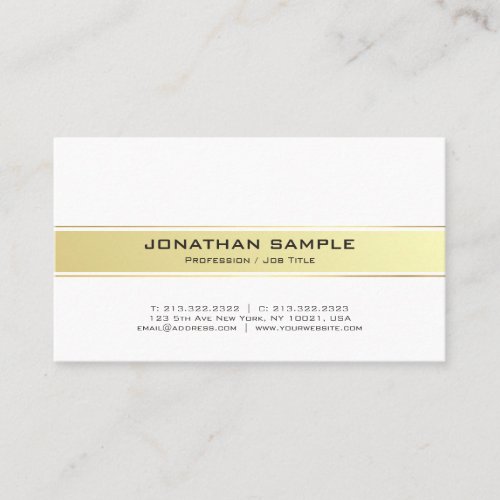 Trending Modern White and Gold Professional Matte Business Card