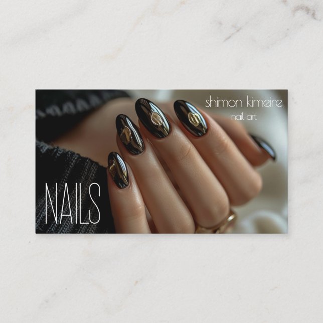 Trending Nail Art Molten Gold Business Card (Front)