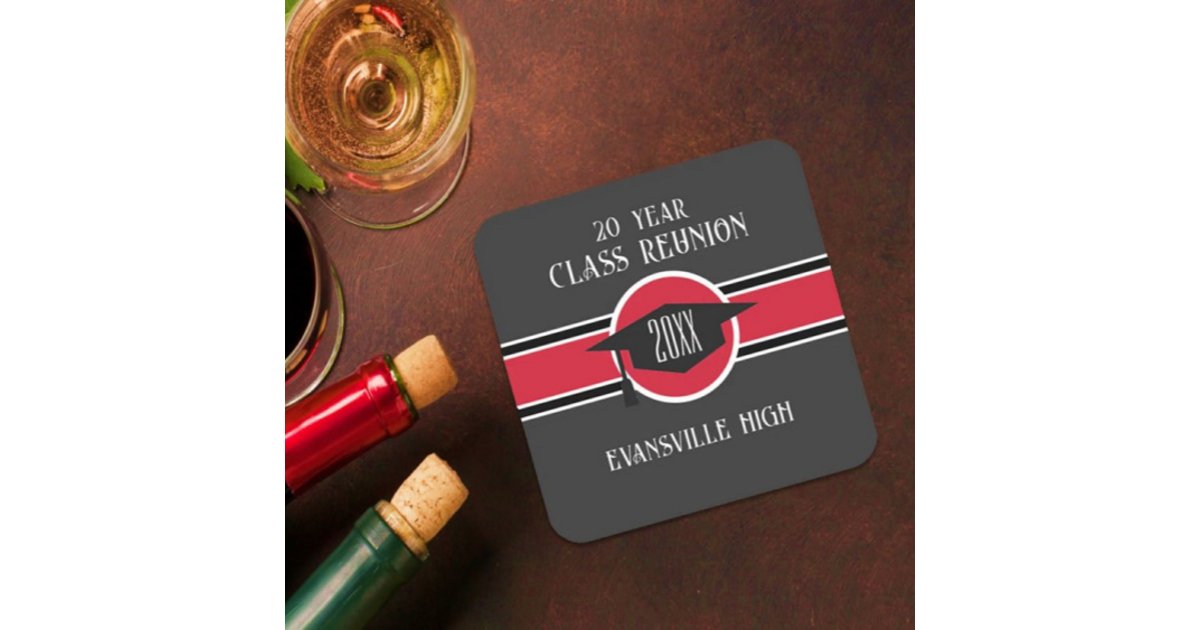 Class Reunion Square Paper Coaster