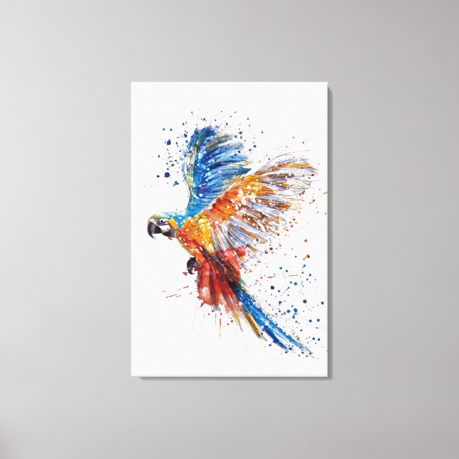 Trending Parrot Watercolor Stretched Canvas Print (Front)