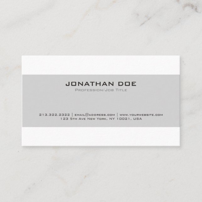 Trending Professional Modern Stylish Grey White Business Card (Front)