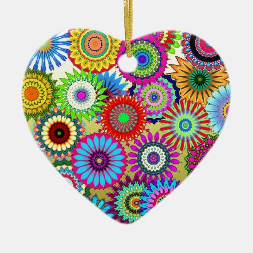 Trending Psychadelic Flower Power Print Accessory Ceramic Ornament