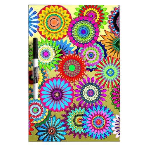 Trending Psychadelic Flower Power Print Accessory Dry Erase Board