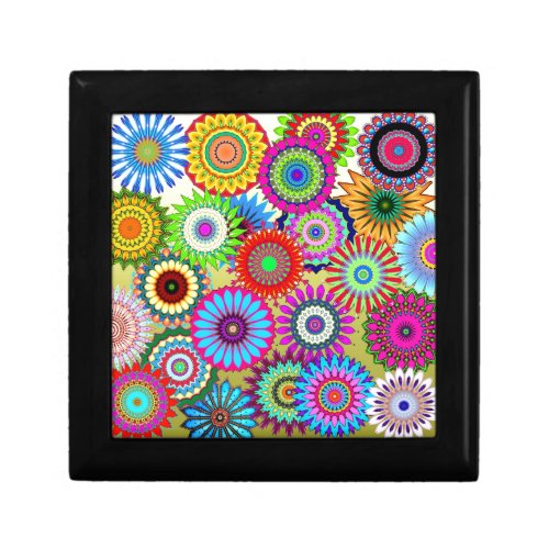 Trending Psychadelic Flower Power Print Accessory Keepsake Box