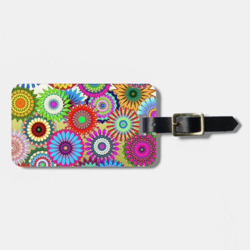 Trending Psychadelic Flower Power Print Accessory Luggage Tag