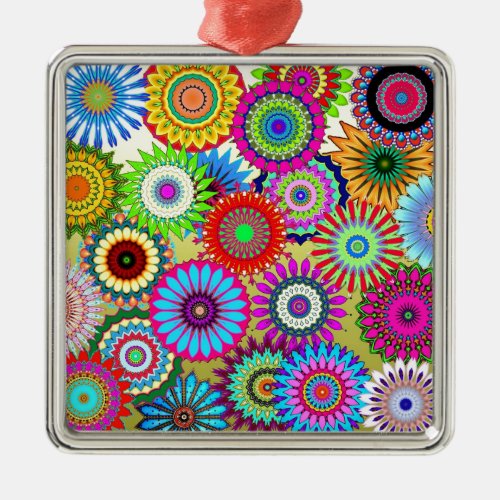 Trending Psychadelic Flower Power Print Accessory Metal Ornament