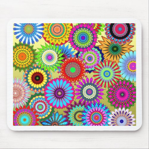 Trending Psychadelic Flower Power Print Accessory Mouse Pad