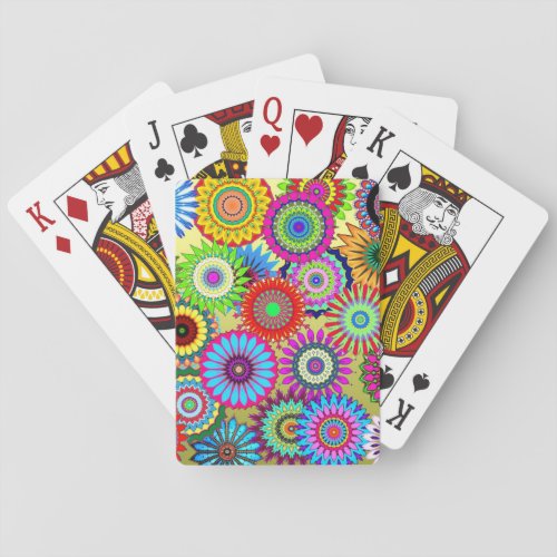 Trending Psychadelic Flower Power Print Accessory Playing Cards