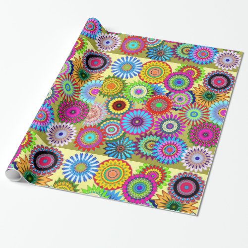 Trending Psychadelic Flower Power Print Accessory Wrapping Paper
