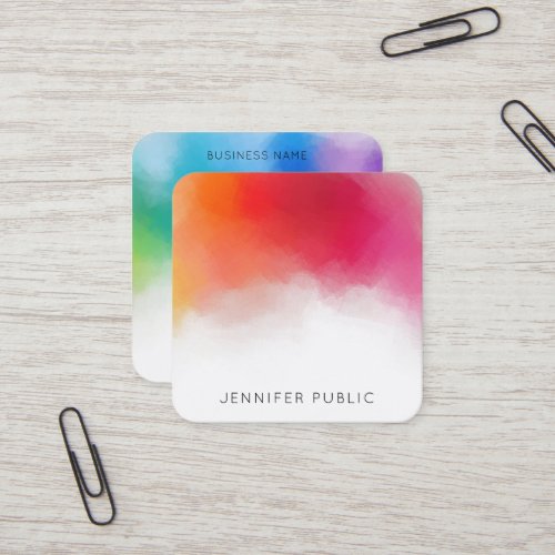 Trending Rainbow Colors Modern Colorful Abstract Square Business Card