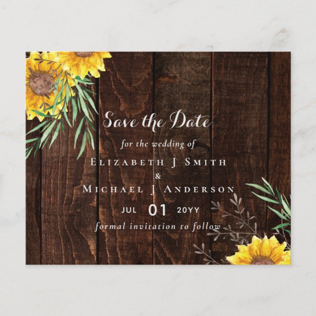 Trending Rustic Wedding Save Date Sunflowers Flyer (Front)