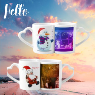 Trending Santa Snowman and Personalized Texts Coffee Mug Set
