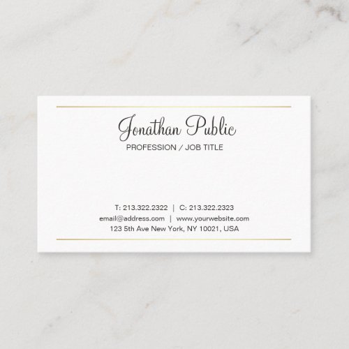 Trending Simple Plain Elegant White Design Modern Business Card