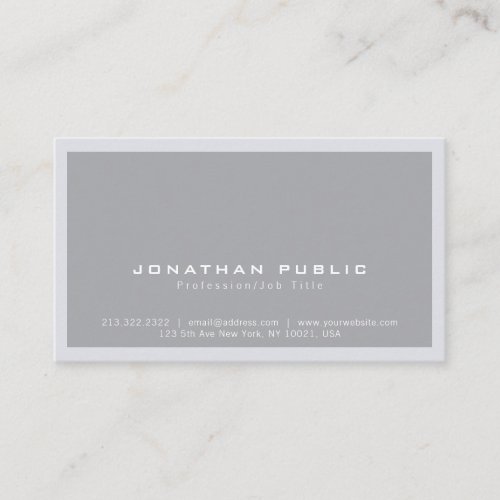 Trending Stylish Modern Minimalistic Grey Plain Business Card