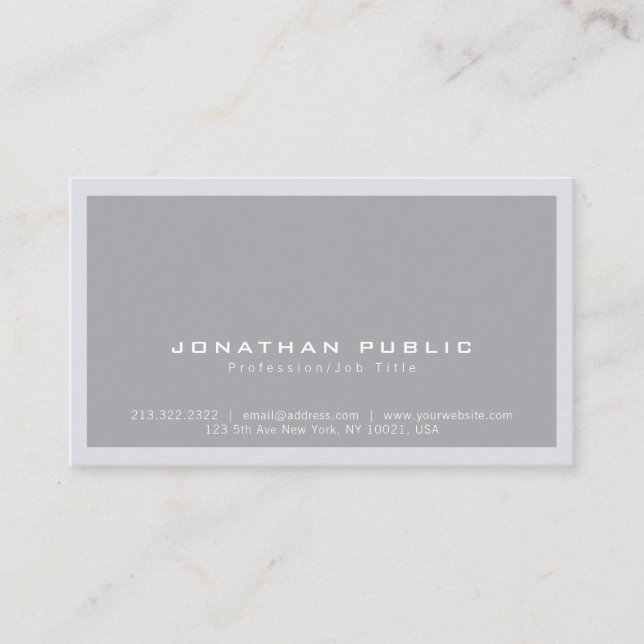 Trending Stylish Modern Minimalistic Grey Plain Business Card (Front)