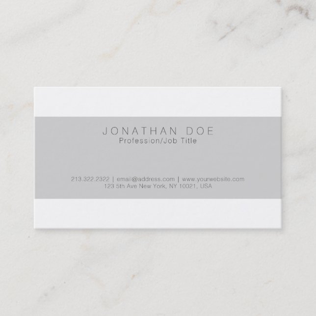 Trending Stylish Professional Modern Grey White Business Card (Front)
