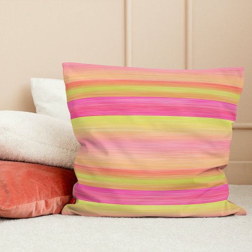 Trending Summer Colors Watercolor Stripes Pattern Throw Pillow
