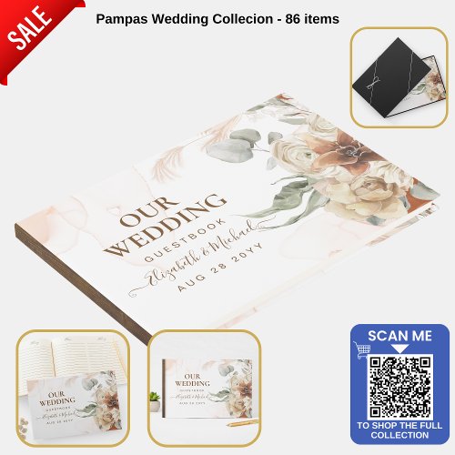 Trending Terracotta Pampas Grass Wedding Guest Book