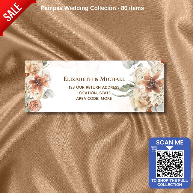 Trending Terracotta Pampas Grass Wedding Label (Creator Uploaded)