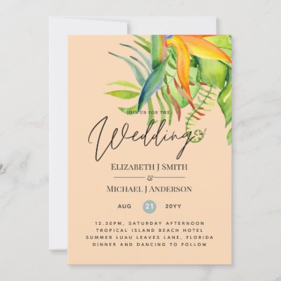 Trending Tropical Leaves Wedding Luau Reception