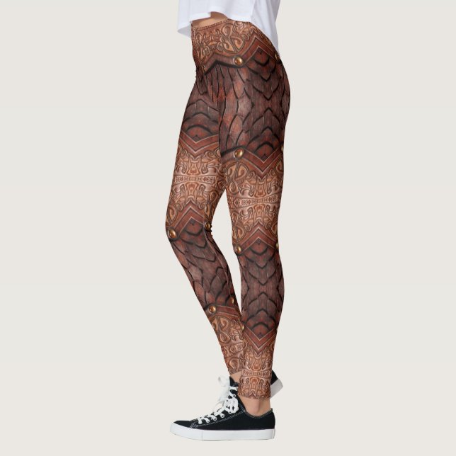 Trending Viking Armor Vest brown  Abstract Leggings (Left)
