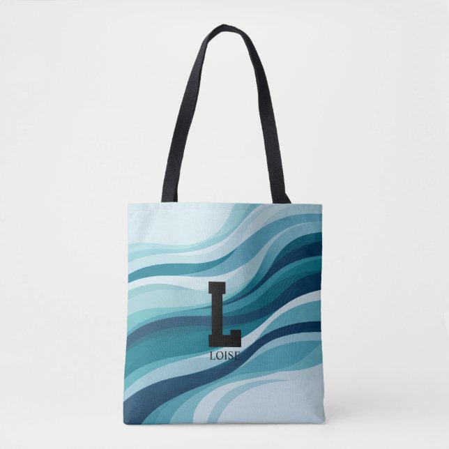 Trending Wave Monogram Canvas Tote Bag (Front)