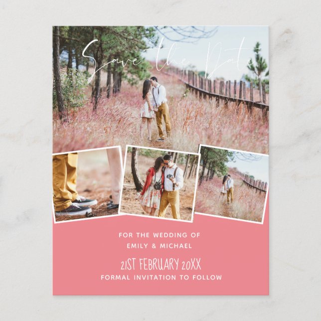 Trending Wedding Color Pink BUDGET Save the Dates (Front)