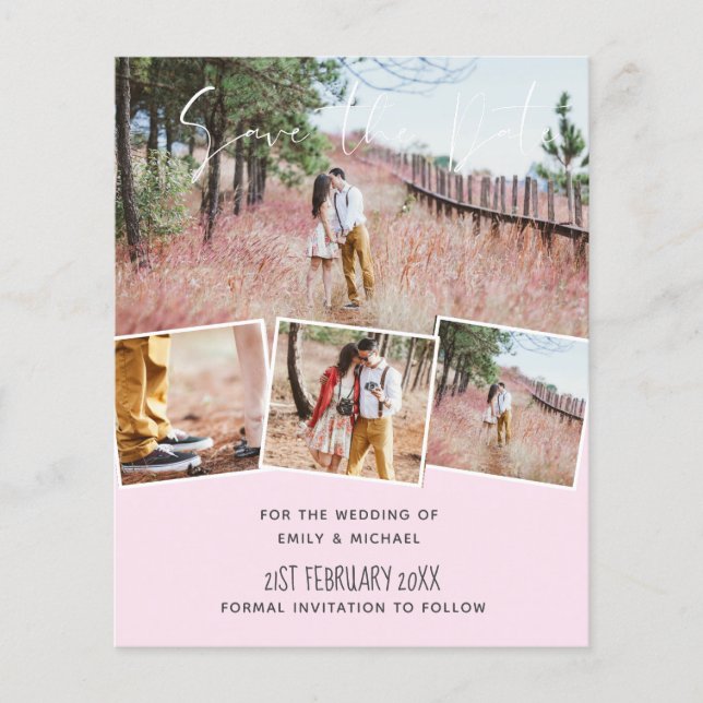 Trending Wedding Color Pink BUDGET Save the Dates (Front)