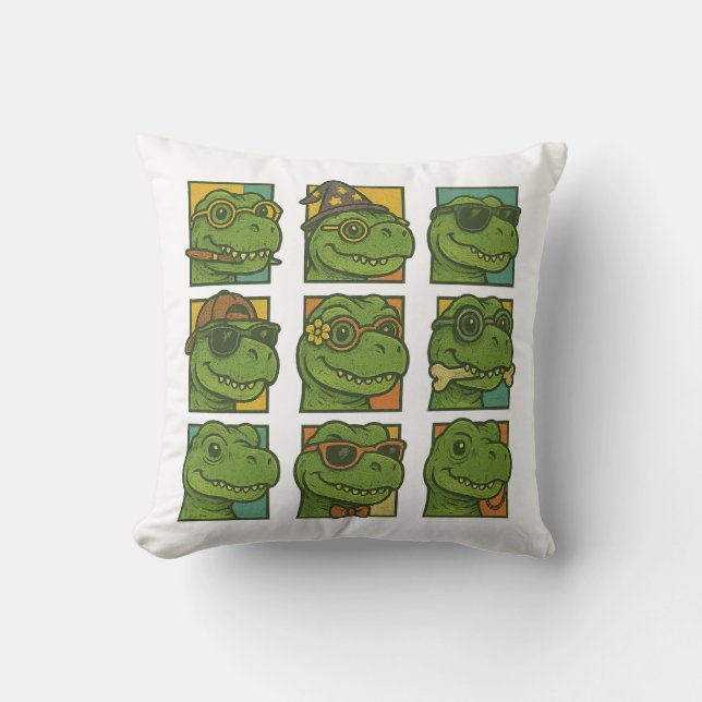 Trendosaurus Rex Throw Pillow (Front)