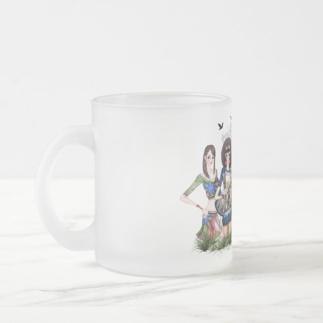Trendu Fashion Models Frosted Glass Coffee Mug (Left)
