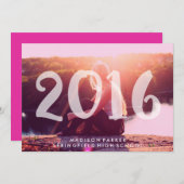 Trendy 2016 Pink Tint Transparent Photo Overlay Invitation (Front/Back)