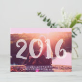 Trendy 2016 Pink Tint Transparent Photo Overlay Invitation (Standing Front)