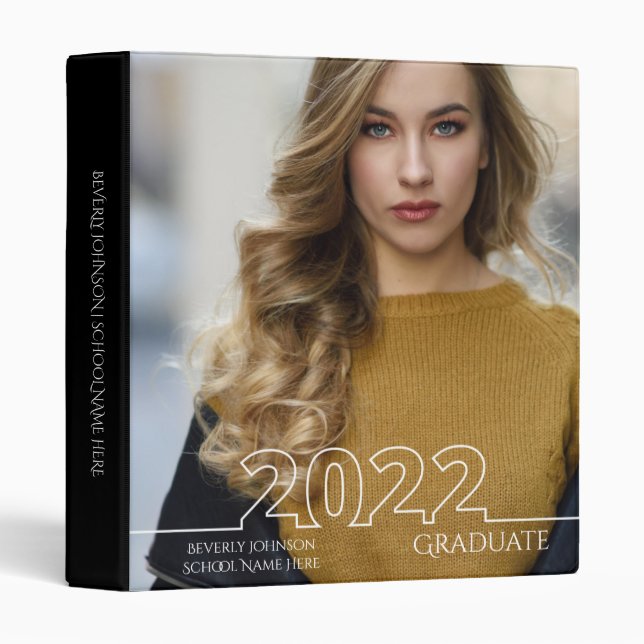 Trendy 2022 Graduate Photo Album Modern Graduation 3 Ring Binder (Front/Spine)