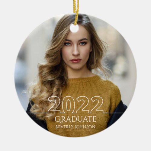 Trendy 2022 Graduate Photo Modern Graduation Ceramic Ornament