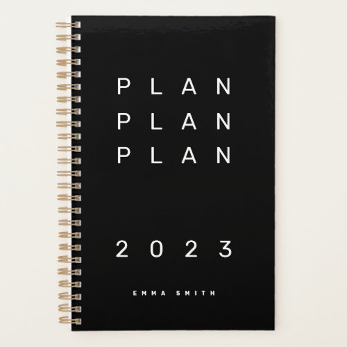 Trendy 2023 Modern Black Monthly Weekly Non Dated Planner